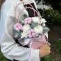 Композиция "Сумочка с розовым хлопком и хризантемой" Композиция "Сумочка с розовым хлопком и хризантемой"