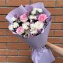 Букет из хризантем, роз и статицы Букет из хризантем, роз и статицы